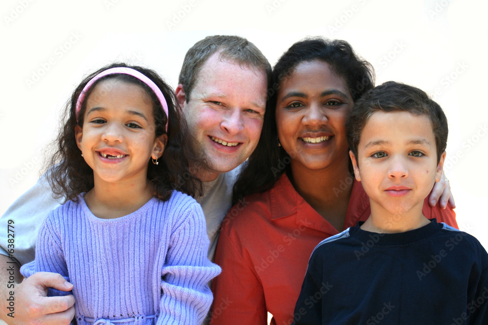Mixed race family set on a white background Mixed race family set on a white background