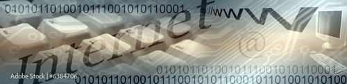blue banner illustrating internet and actual business