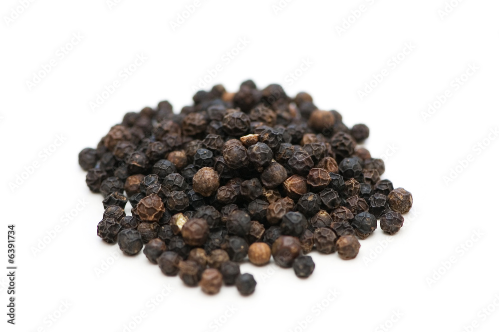 Black pepper isolated on the white background Black pepper isolated on the white background