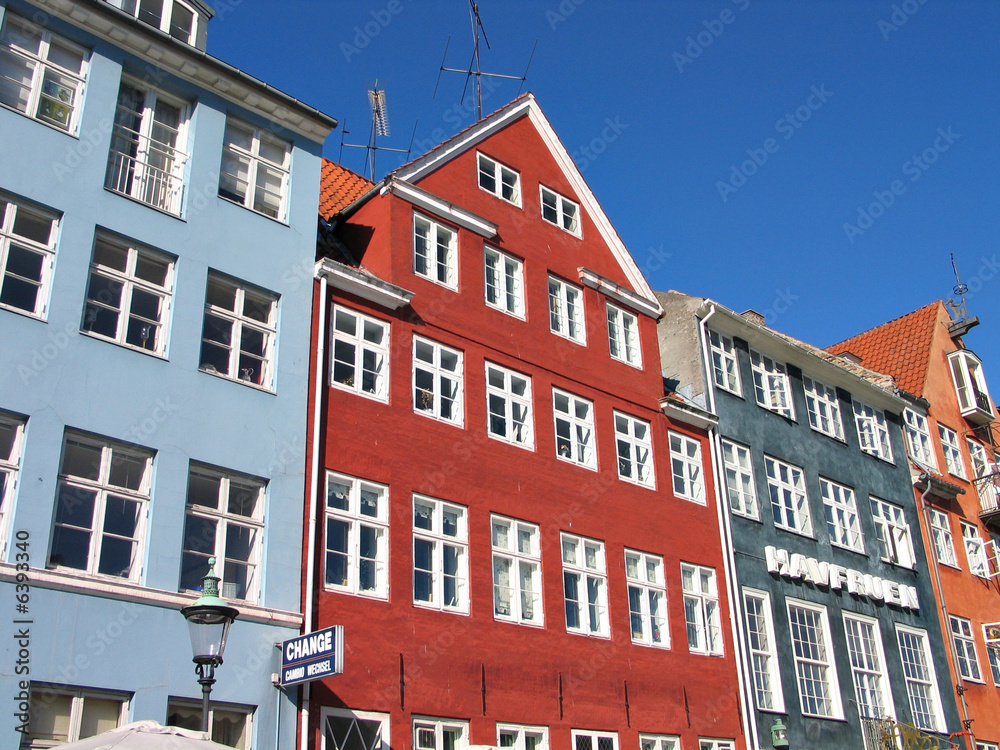 Copenhagen - typical houses in the water front of the canals Copenhagen - typical houses in the water front of the canals