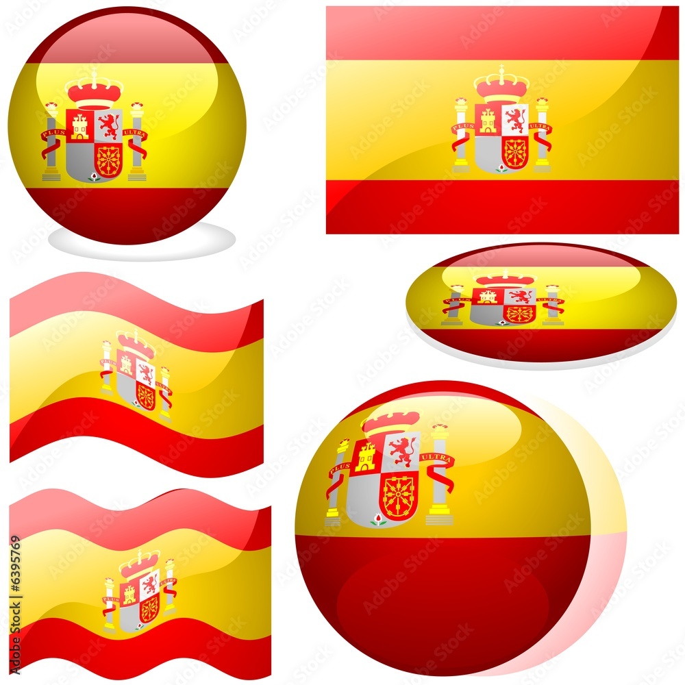 Obraz premium Spain Set - flags collection with glass effect