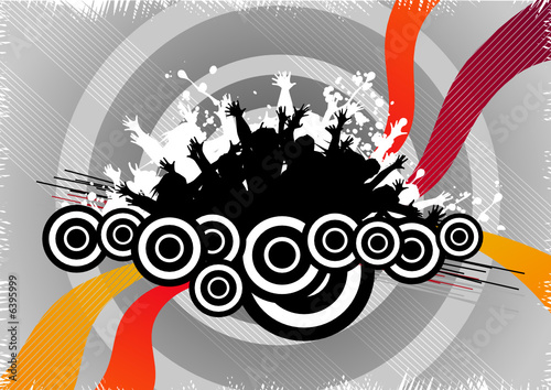 Happy people having fun in an abstract background