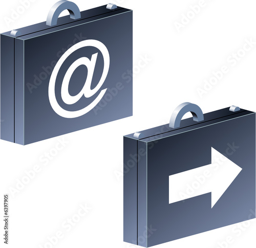 Email symbol and arrow on briefcase
