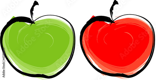 Green and red apple illustration