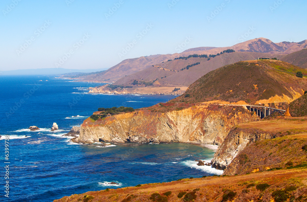 Looking north on California's Big Sur with Bixby Bridge Looking north on California's Big Sur with Bixby Bridge