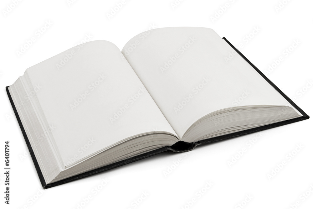 Open book isolated over a white background. Pages are blank. Open book isolated over a white background. Pages are blank.