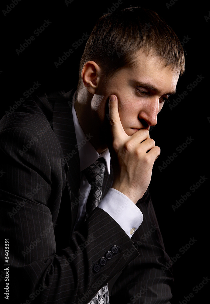 caucasian male person in business suit on black caucasian male person in business suit on black