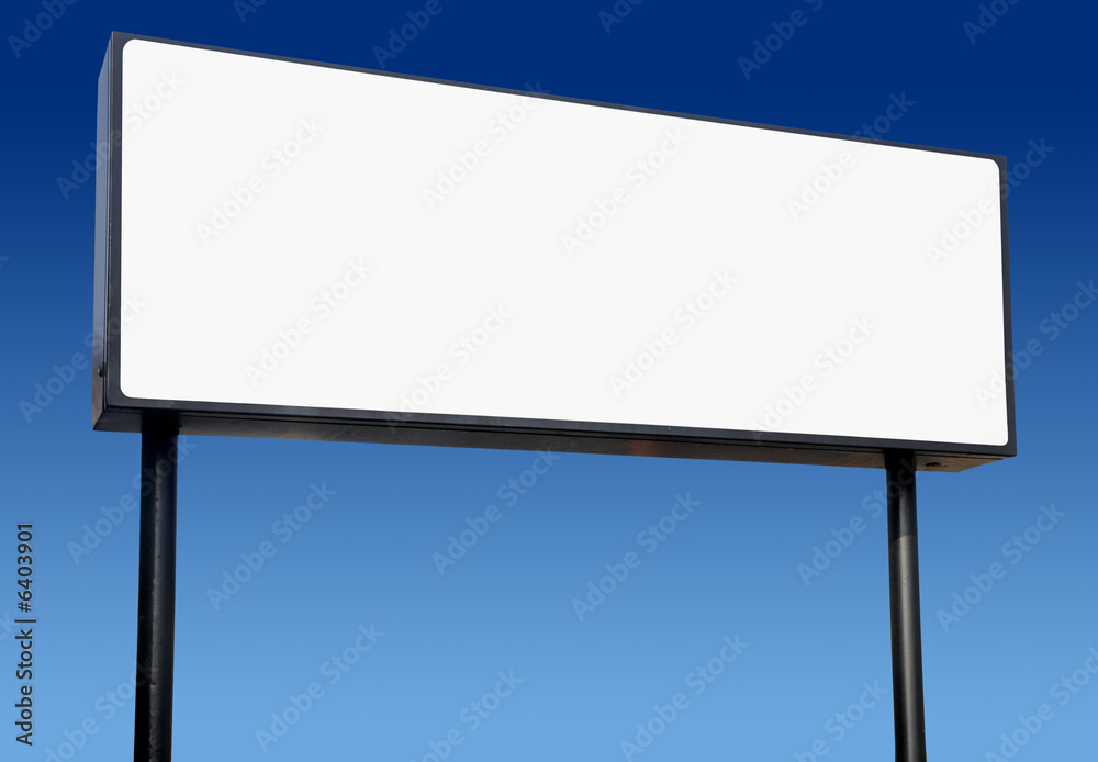Fototapeta premium Long white billboard and a blue sky.