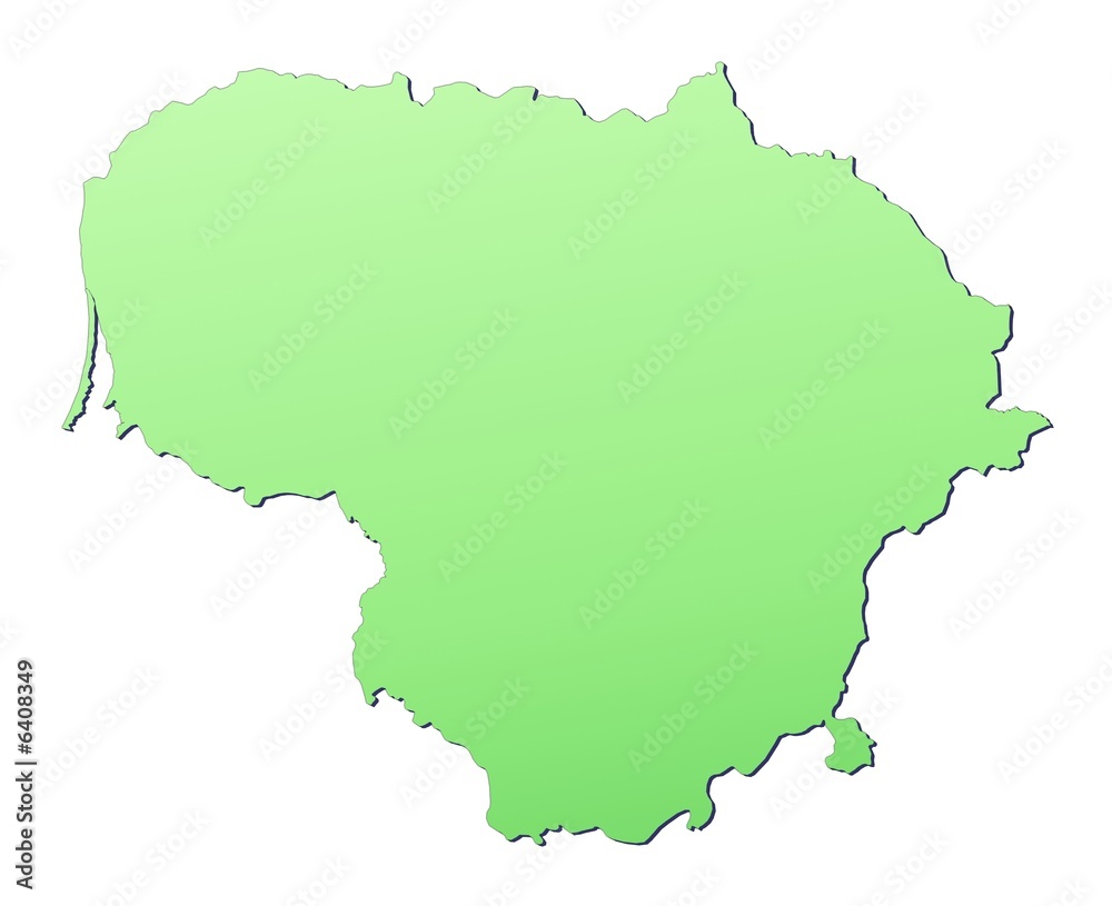 Lithuania map filled with light green gradient
