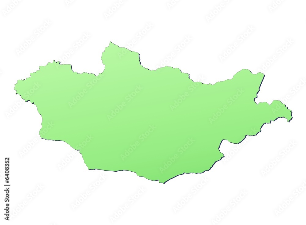 Mongolia map filled with light green gradient