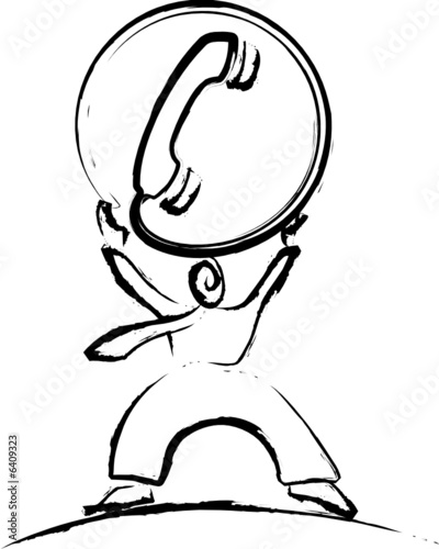 Man holding telephone symbol illustration