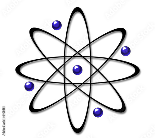 A black illustration of an atom symbol