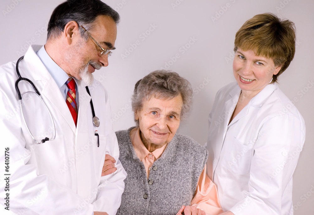 Health care workers and elderly woman needs help Health care workers and elderly woman needs help