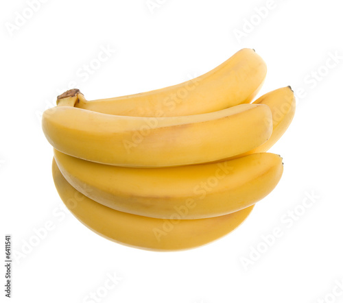 close up of a bunch of bananas.Object on a white background