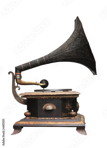 An old gramophone ornate with Jewish motives.