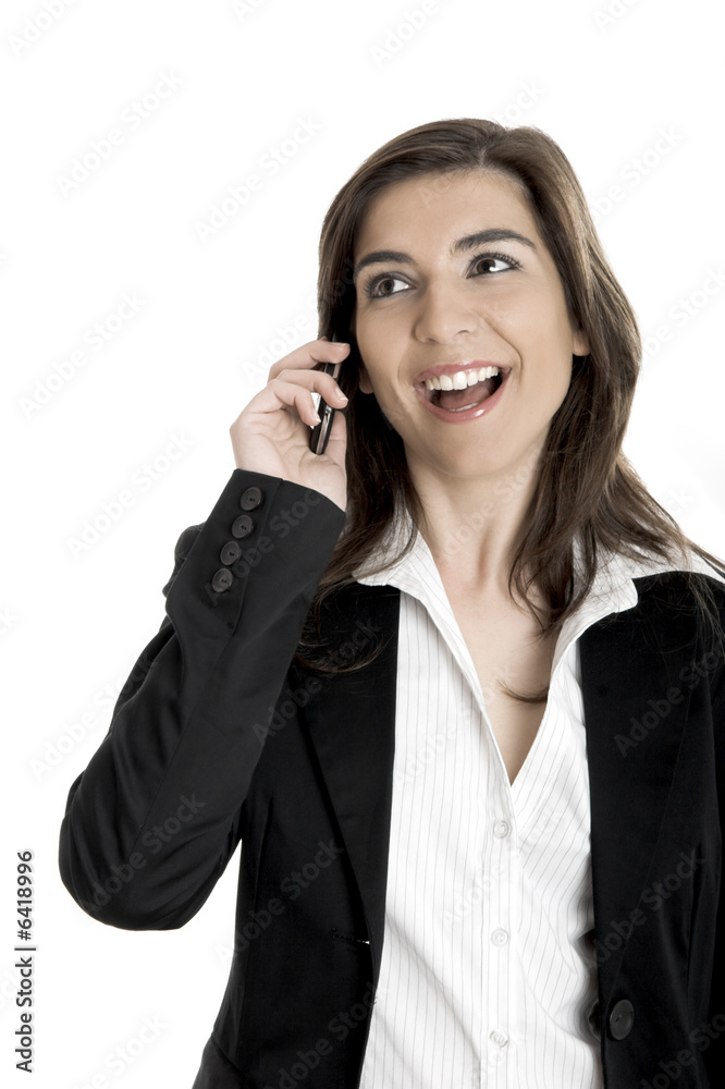 happy businesswoman talking on her mobile phone happy businesswoman talking on her mobile phone