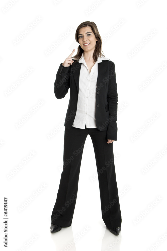 Portrait of a happy beautiful woman holding a billboard Portrait of a happy beautiful woman holding a billboard