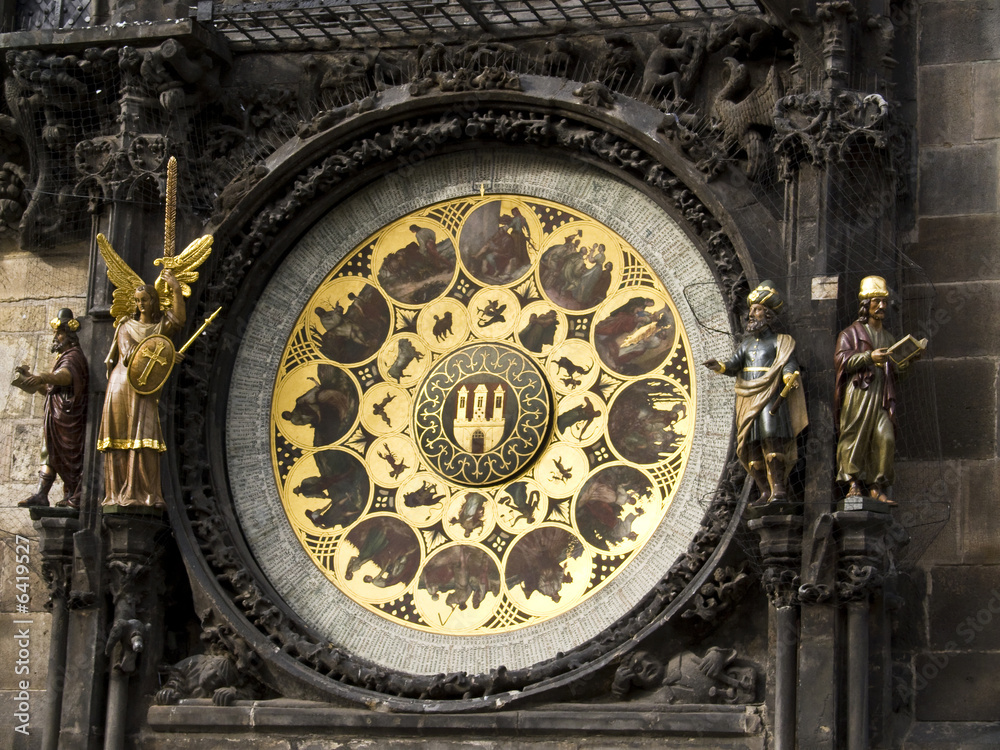 Détail et cadran de l'horloge astronomique de Prague