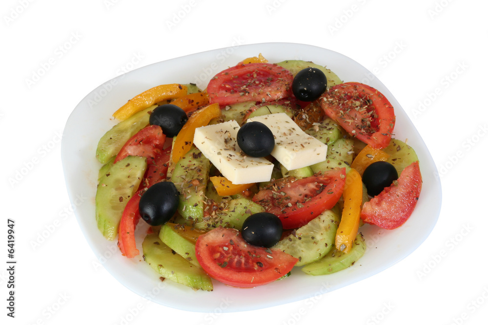 greek salad isolated on white greek salad isolated on white