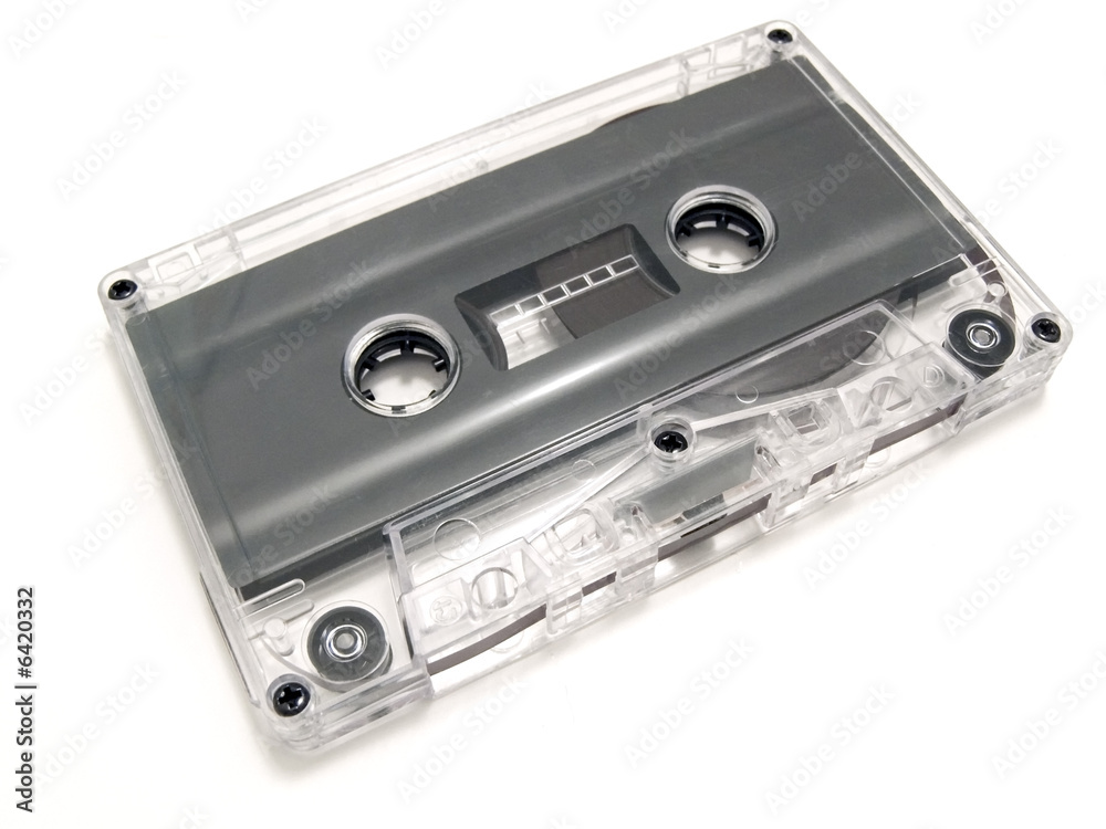 Obraz premium Single audio cassette at the white background