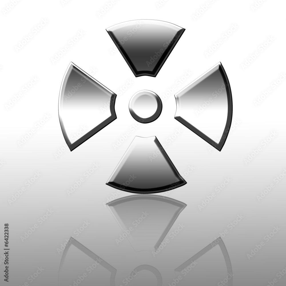 Reflected silver nuclear warning sign Reflected silver nuclear warning sign
