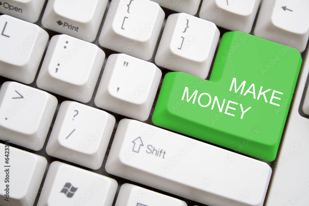keyboard with green MAKE MONEY button keyboard with green MAKE MONEY button