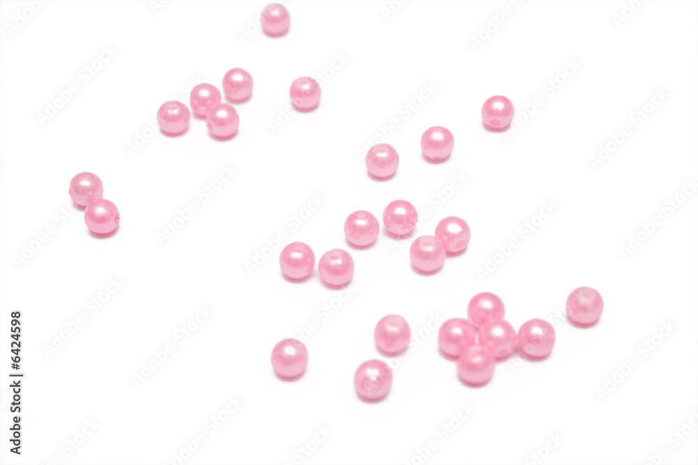 pink beads on the isolated background