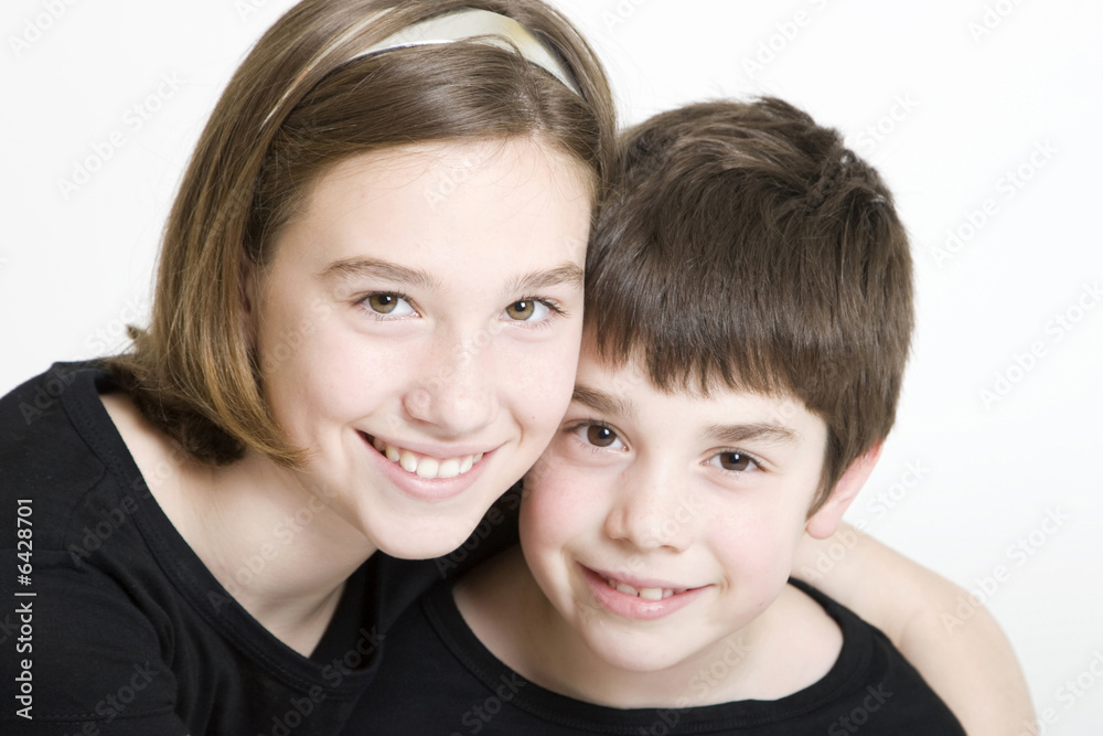 brother and sister in black and white isolated on white brother and sister in black and white isolated on white