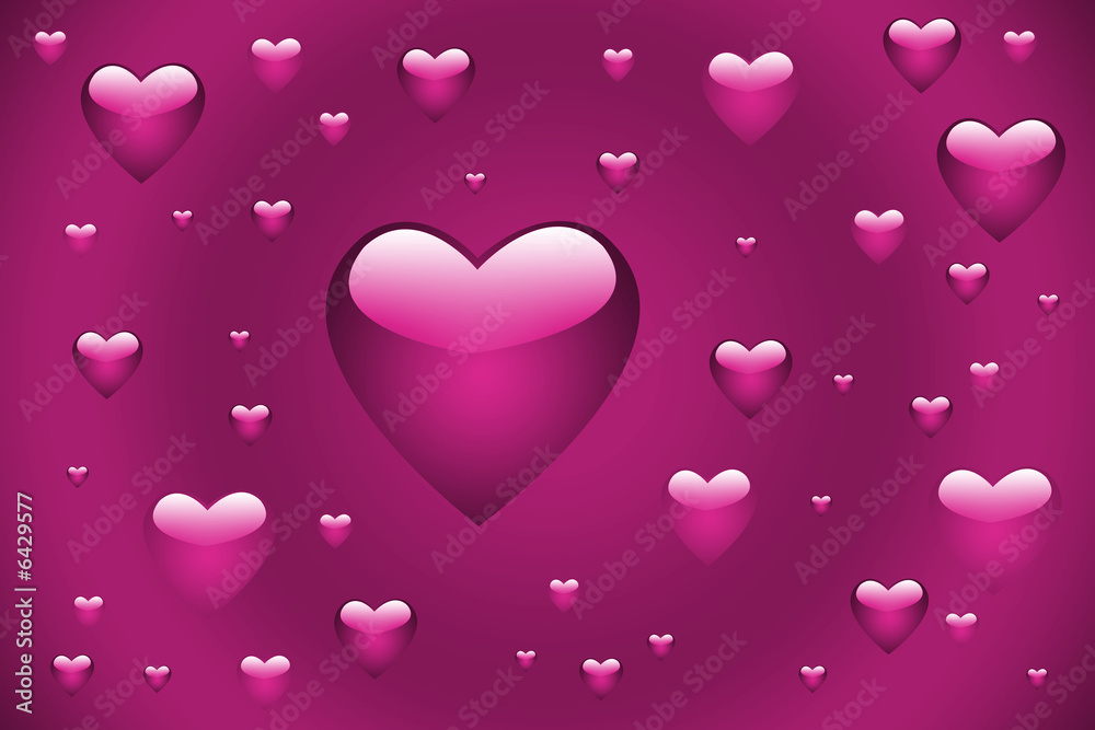 Floating pink hearts