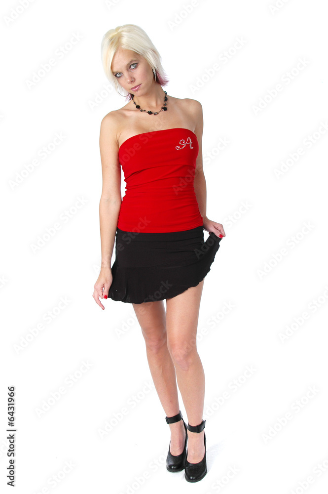 Fototapeta premium Pin up of beautiful blonde isolated on a white background