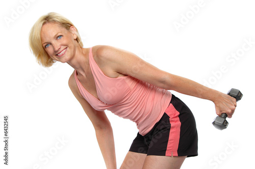 Attractive woman working out isolated on a white background
