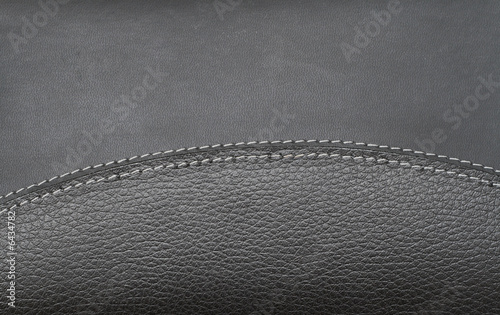 Black leather book cover with white stitching