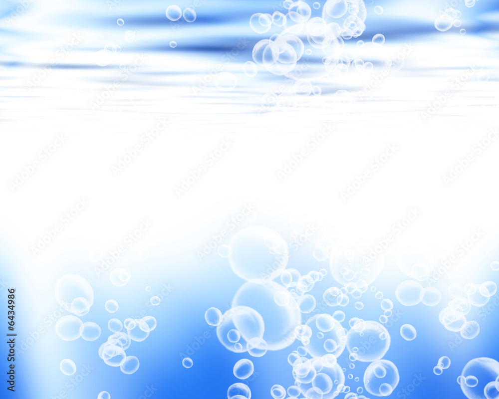 Soft blue waves with bubbles