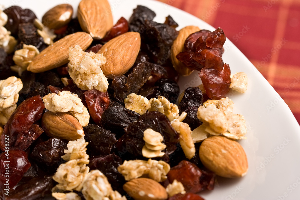 macro shot of a healthy trail mixture macro shot of a healthy trail mixture