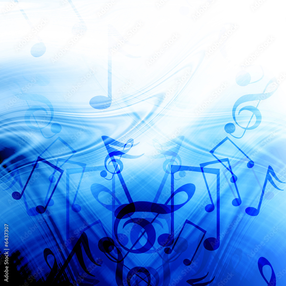 Blue abstract background with music notes Stock Illustration | Adobe Stock