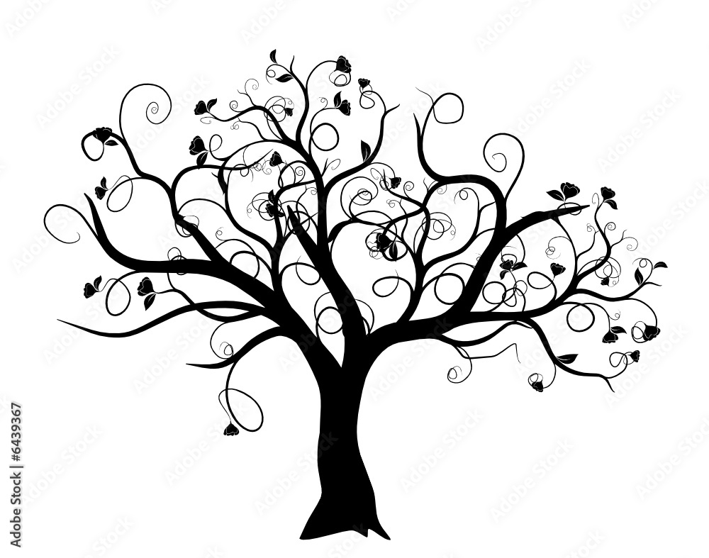 vecteur série - Arbre vectoriel noir sur fond blanc vecteur série - Arbre vectoriel noir sur fond blanc