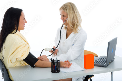 doctor and patient  on white background