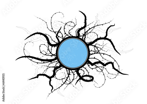 Circles and plants with prickles. Vector