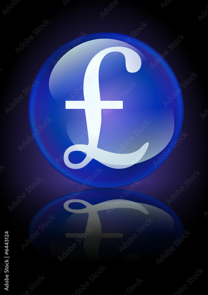 Cristal ball of pound with black background Cristal ball of pound with black background