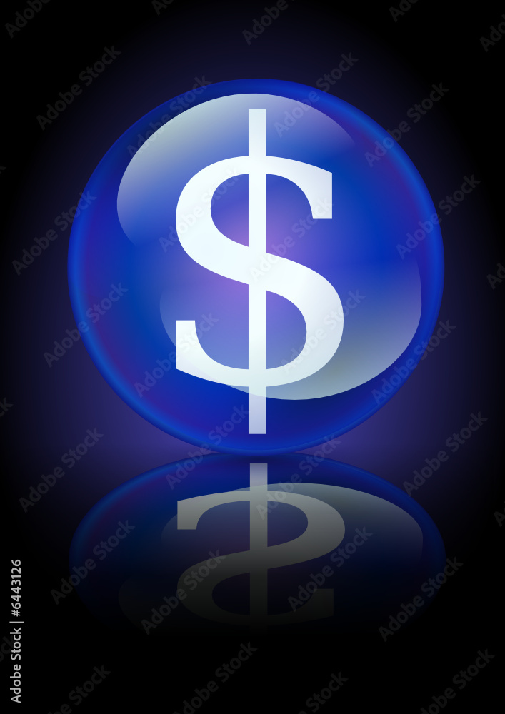 Boule de cristal dollar sur fond noir Boule de cristal dollar sur fond noir