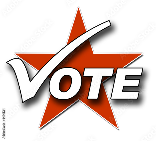 A Voting illustration in Red and white