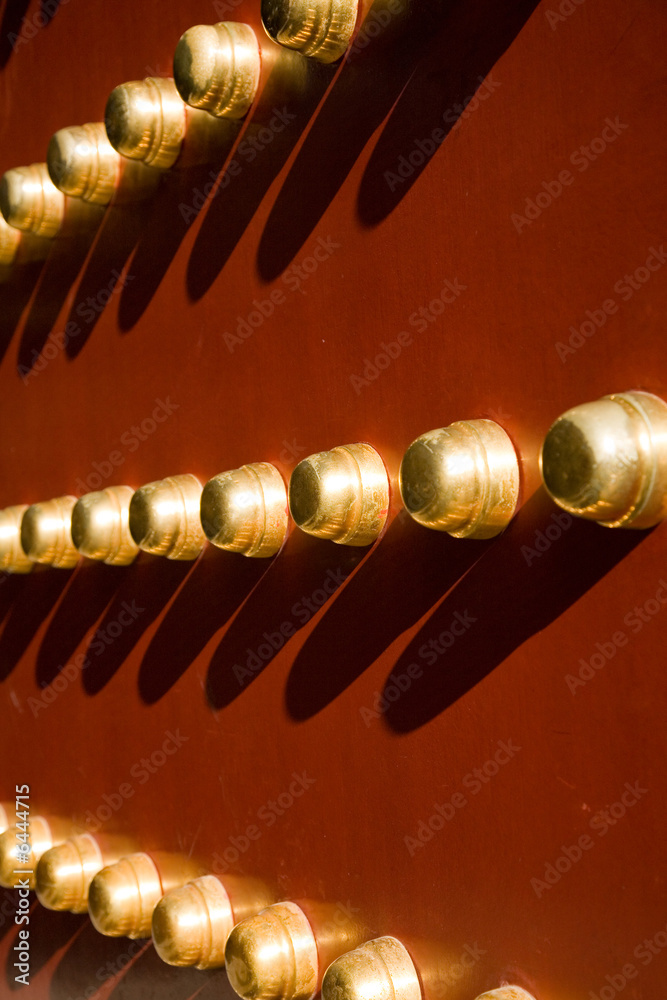 Ancient red Temple door