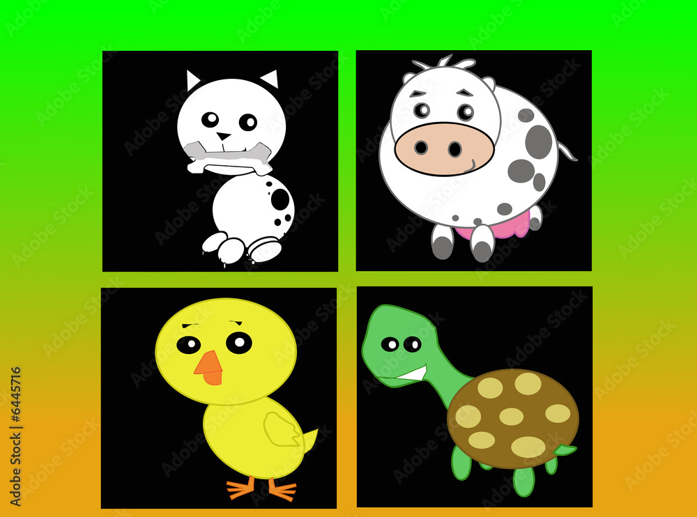 Obraz premium Vector set - stylized domestic animals..