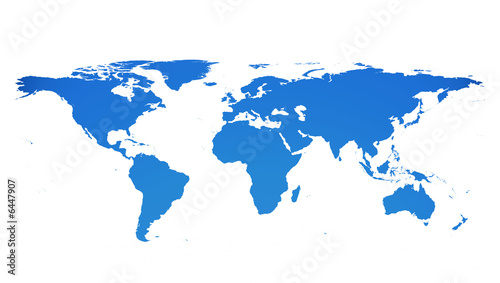 Detailed flat map of the earth in blue