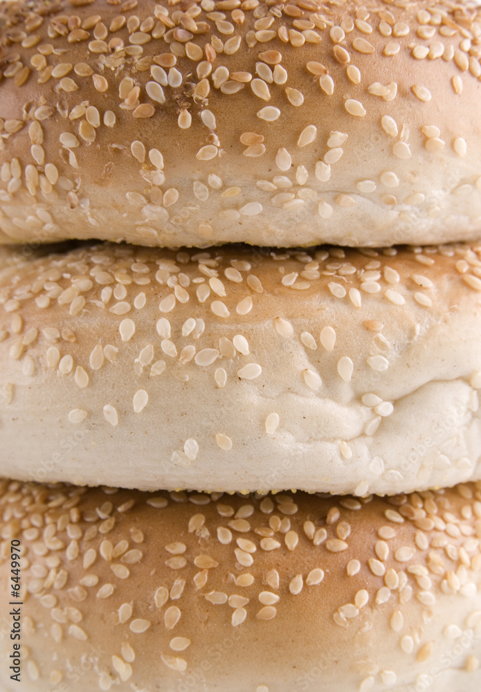 A close up look at sesame seeded bagles