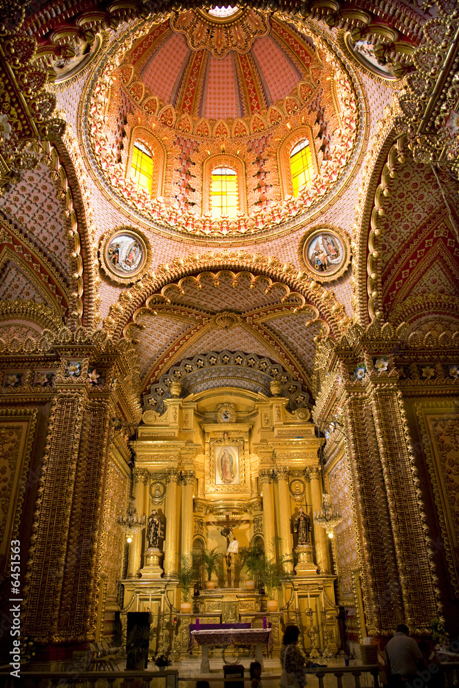 Guadalupita Church Interior Altar Cross Dome Morelia Mexico