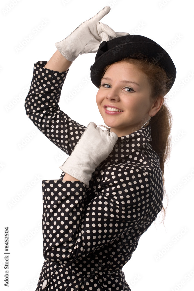 funny young girl in retro fashion style clothes funny young girl in retro fashion style clothes