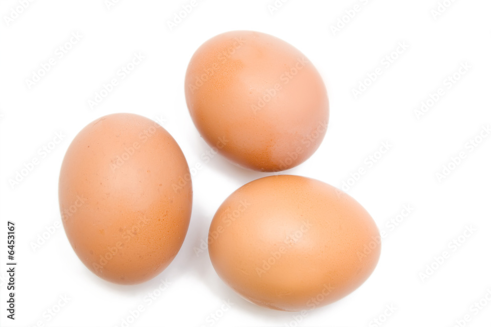 three eggs on the white isolated background three eggs on the white isolated background