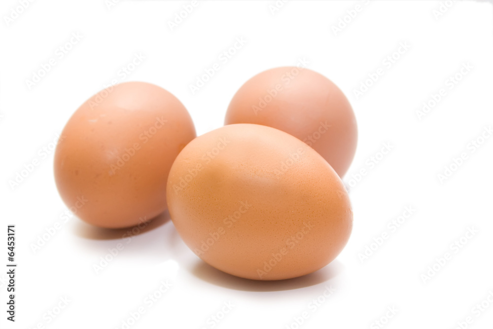 three eggs on the white isolated background three eggs on the white isolated background