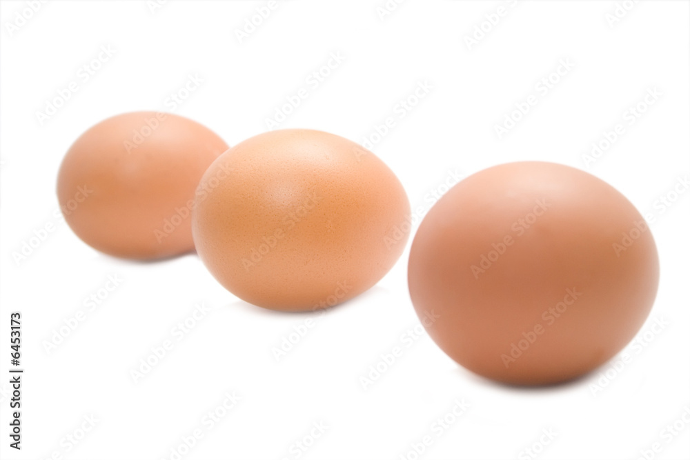 three eggs on the white isolated background three eggs on the white isolated background
